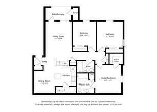 Three Bedroom (A) 0738 floor plan